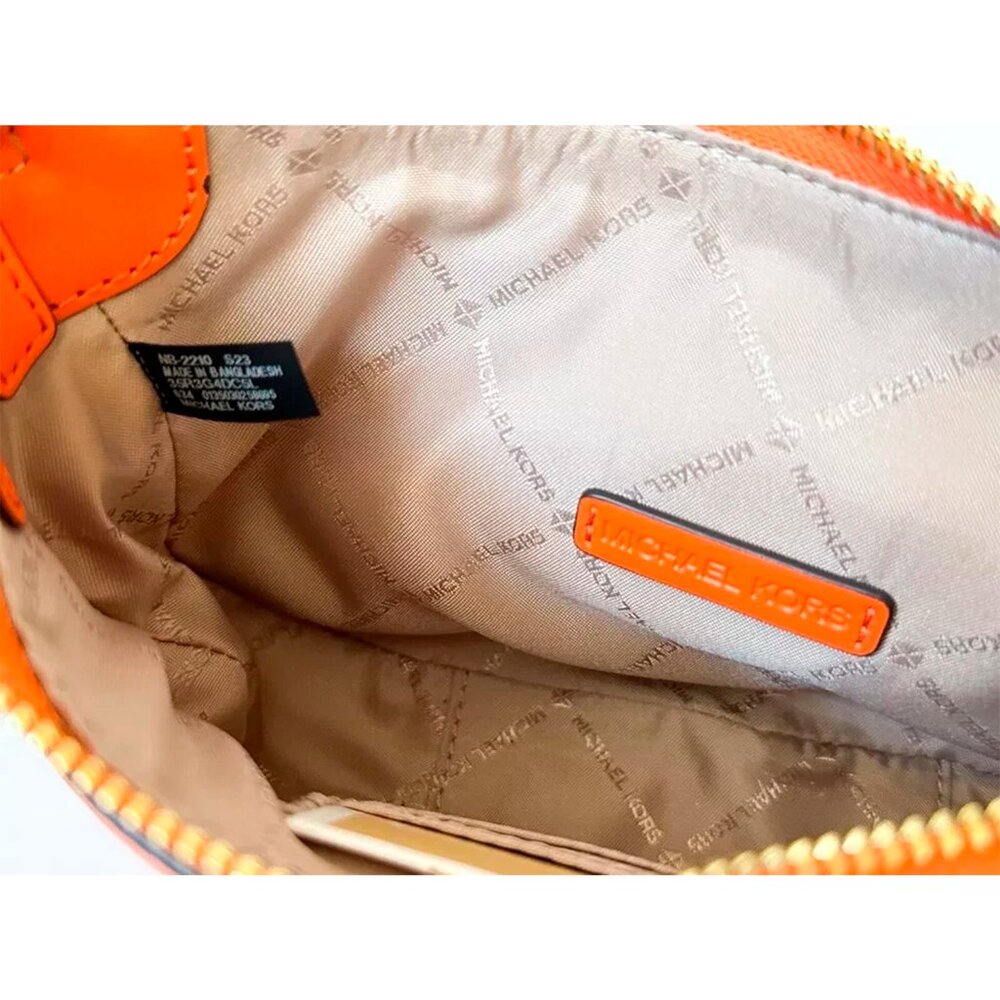 S Michael Kors Dover Half Moon Crossbody Orange Leather Bag 35R3G4DC5L Purse NWT - Picture 9 of 14